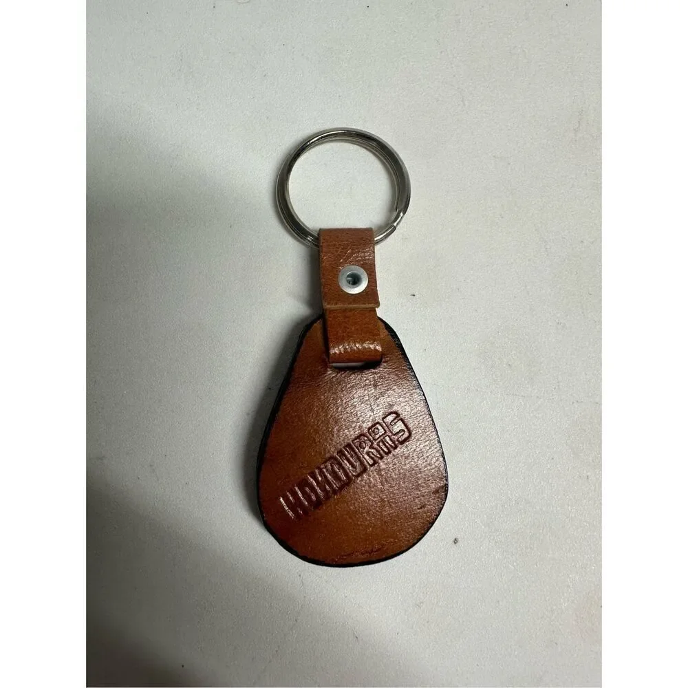 Rare Vintage Honduras Leather Auto Car Dealer Keychain Key Ring